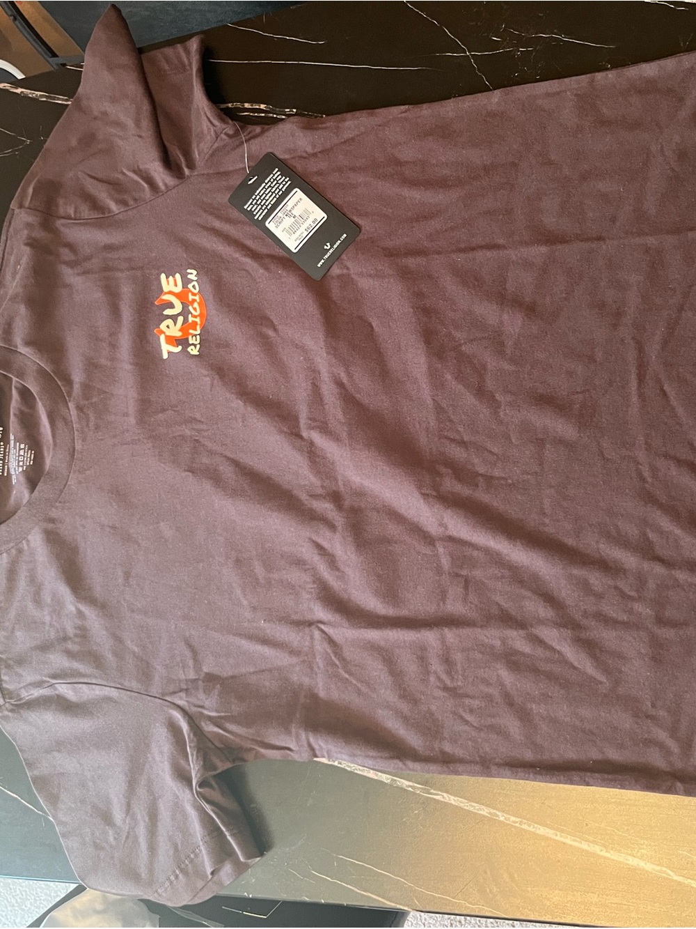 True Religion Brown Short Sleeve Logo Tee